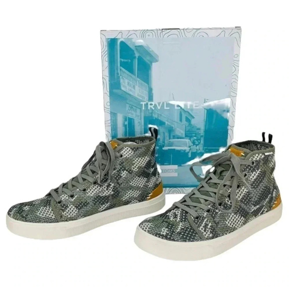 Toms Mens Sneaker 8M Trvl Lite Dusty Flecktarn Camo High Top - Picture 9 of 11